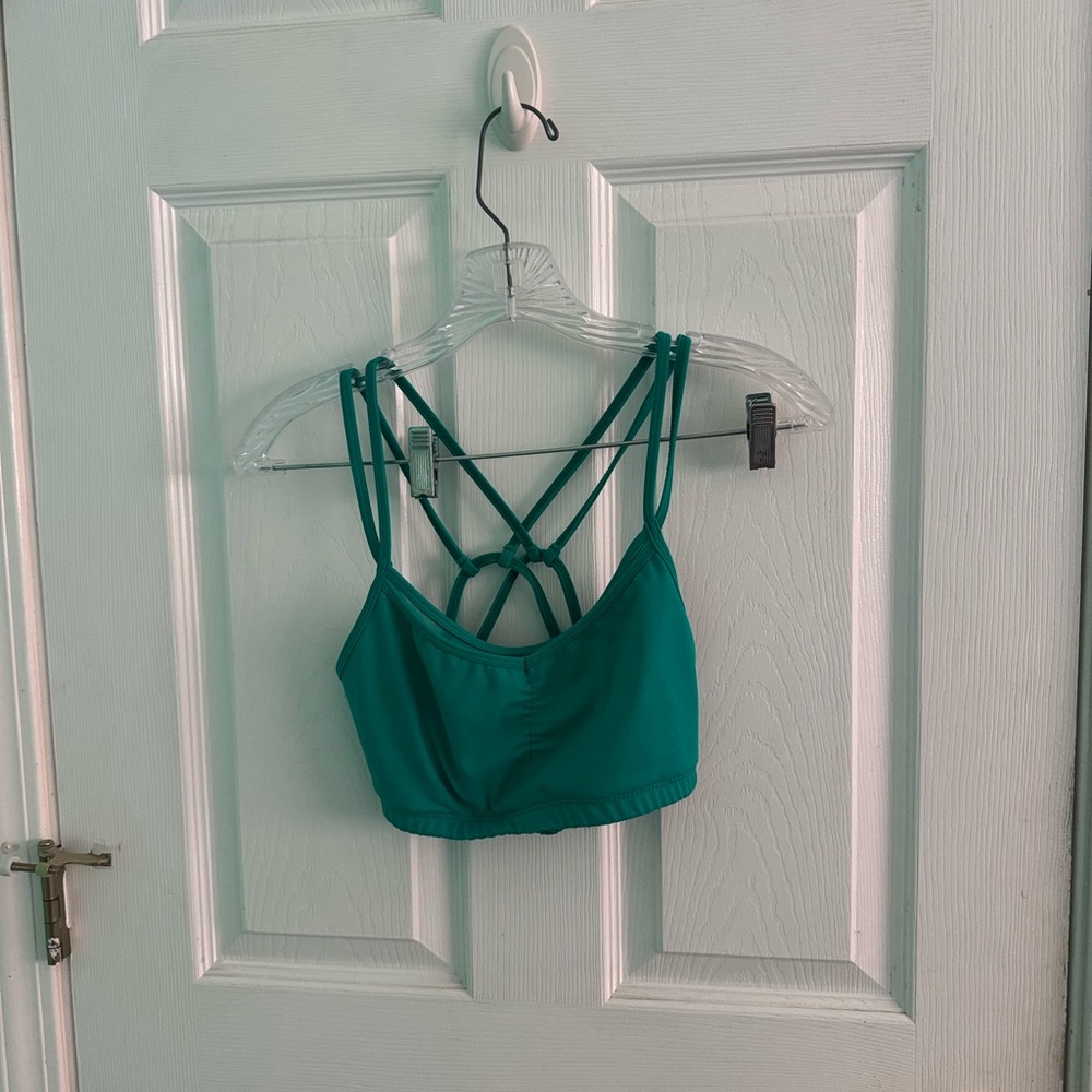 Emerald Green Strappy Bra with Geometric Back